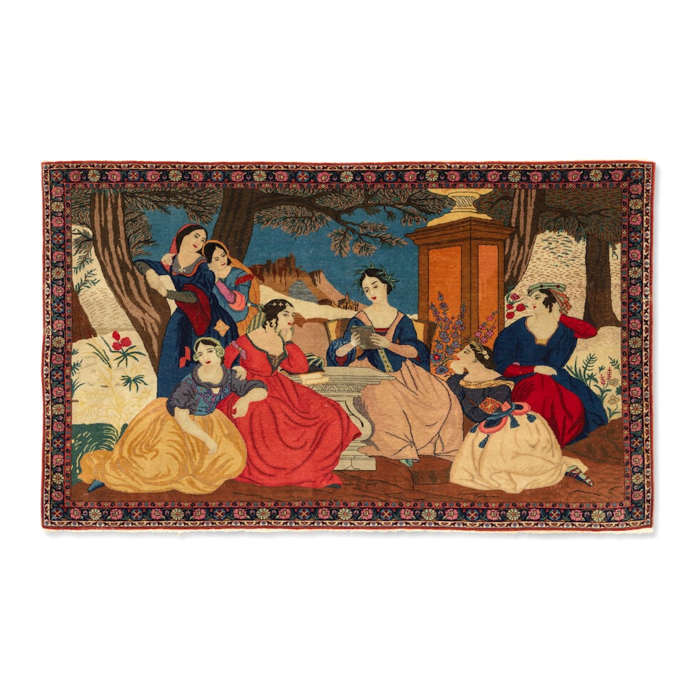 A Kashan figural carpet Kashan, Persia, circa 1900 (1 of 3)