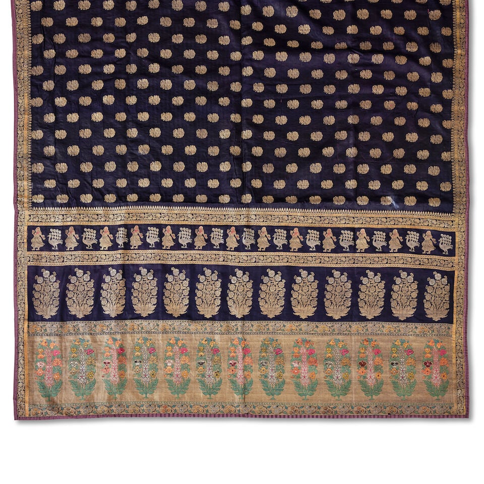A silk and metal thread embroidered sari (kimkhwab) North India, 18th/ 19th Century (1 of 3)