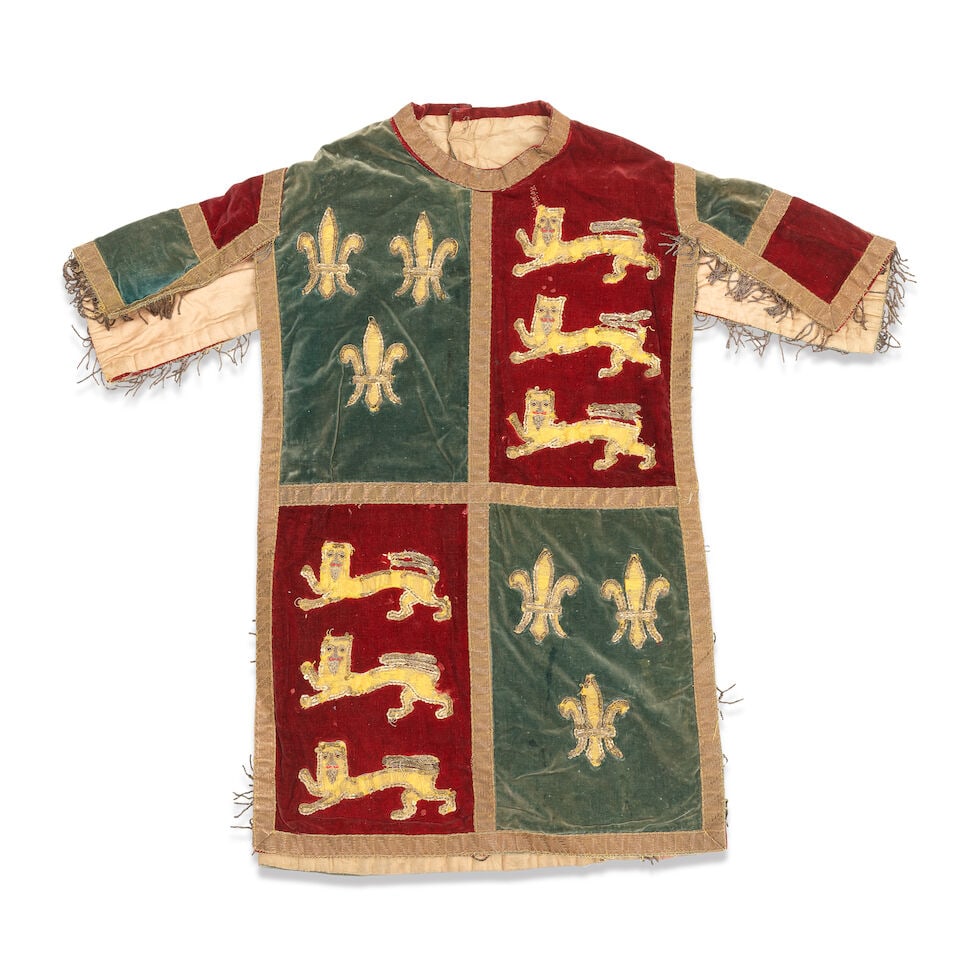 An early 19th century silk, velvet and metal thread herald's tabard or tunic In the Medieval style (1 of 2)