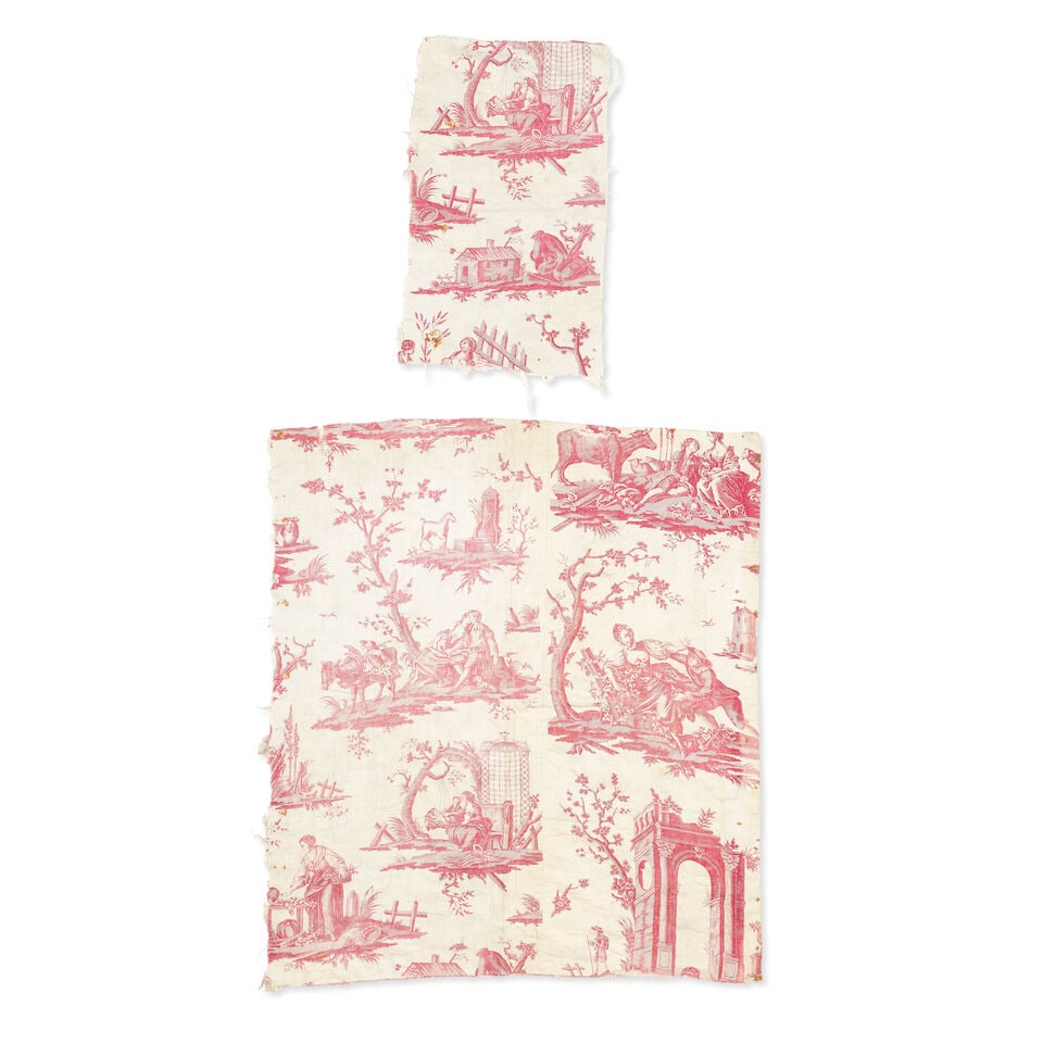 Toile de Nantes 'Le mouton chéri', large roller-printed cotton fabric representing pastoral... - 2