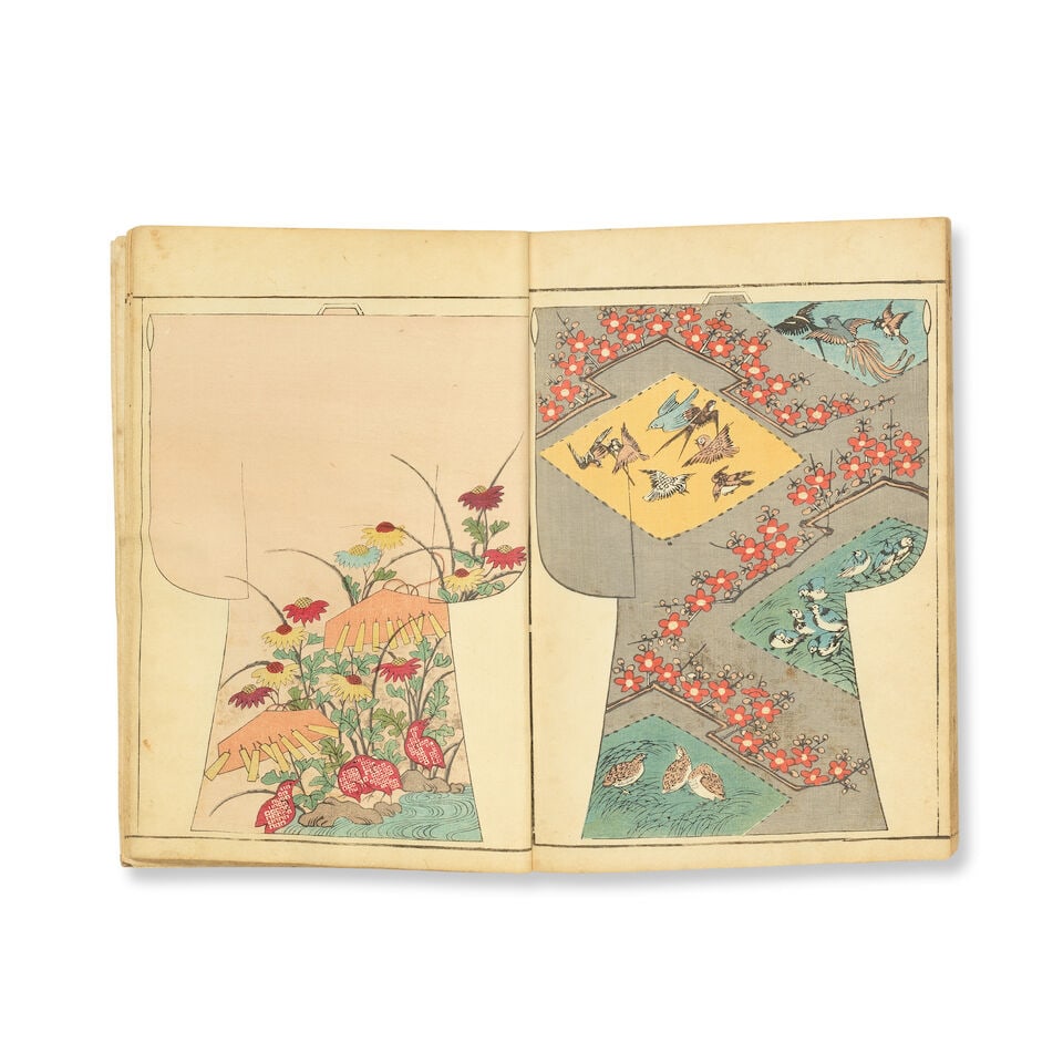Kimono pattern books Moyō Hinagata no Nishiki, vol. 2 and 3 (of 3), Osaka, Yamanaka Kichiro... - 2