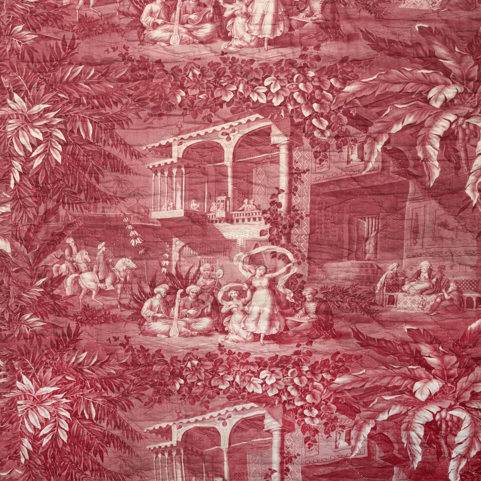 Toile de Normandie 'Scène de harem' or Harem scene, large cotton fabric depicting scenes fr... - 2
