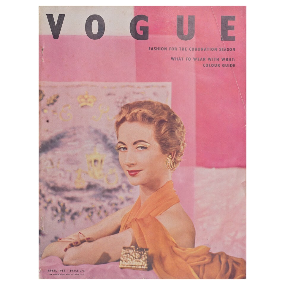 Oliver Messel's 'Coronation scarf' Pink Champagne scarf designed for Cresta Silks to celebrate t...: Oliver Messel's 'Coronation scarf' Pink Champagne scarf designed for Cresta Silks by Oliver Messel to celebrate the 1953 Coronation of Queen Elizabeth II, the design centred on the horse-drawn Gold S