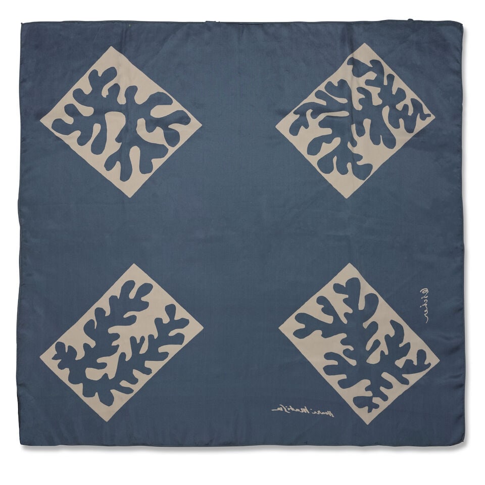 Henri Matisse (French, 1869-1954) Echarpe (Head Scarf) Silk twill screen-printed in blue, 1947, ... - 2