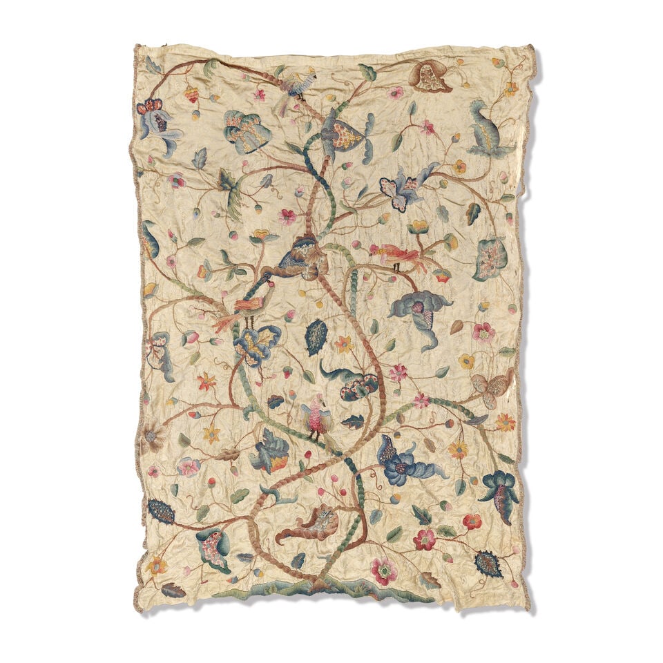 A set of three mid 20th century English crewelwork curtains by Arthur H. Lee & Sons, Birkenhead ... - 3