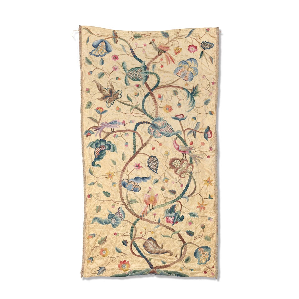 A set of three mid 20th century English crewelwork curtains by Arthur H. Lee & Sons, Birkenhead ... - 4