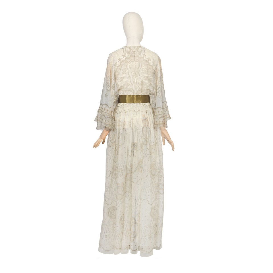 Zandra Rhodes: a 'Reverse Lace Circle' and 'Lace Rose' Kaftan-Style Chiffon Gown The Peasant Ros... - 2