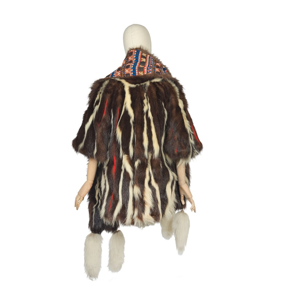 Bill Gibb: a Knitted Cotton and Fur Coat and Matching Stole 'Byzantine' Collection, Autumn-Winte... - 2