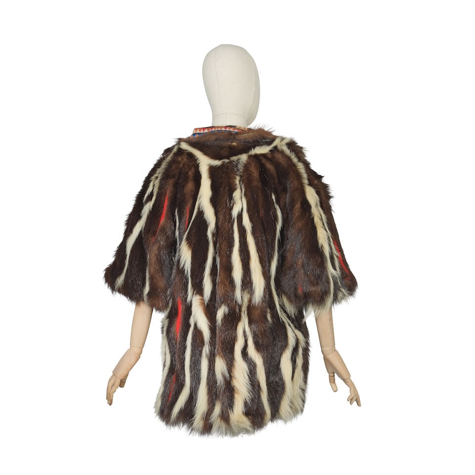 Bill Gibb: a Knitted Cotton and Fur Coat and Matching Stole 'Byzantine' Collection, Autumn-Winte... - 3