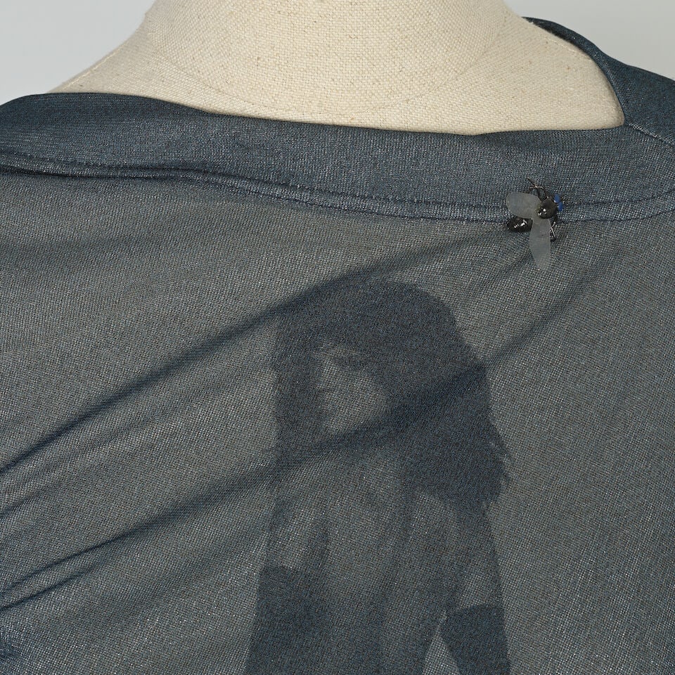 Vivienne Westwood: a Blue Lycra Printed Long Sleeve Top and a Two-tone Aubergine Silk Skirt With... - 7