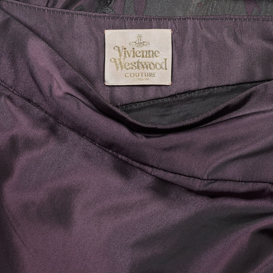 Vivienne Westwood: a Blue Lycra Printed Long Sleeve Top and a Two-tone Aubergine Silk Skirt With... - 8