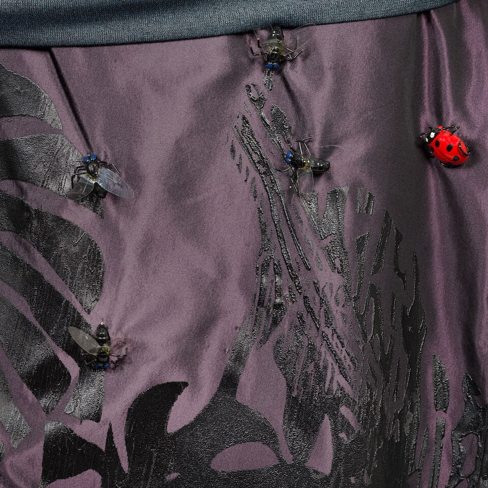 Vivienne Westwood: a Blue Lycra Printed Long Sleeve Top and a Two-tone Aubergine Silk Skirt With... - 9