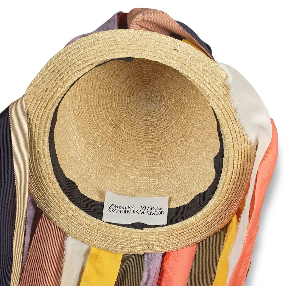 Andreas Kronthaler for Vivienne Westwood: a Straw Hat Festooned with Ribbon Streamers '9' Collec... - 2