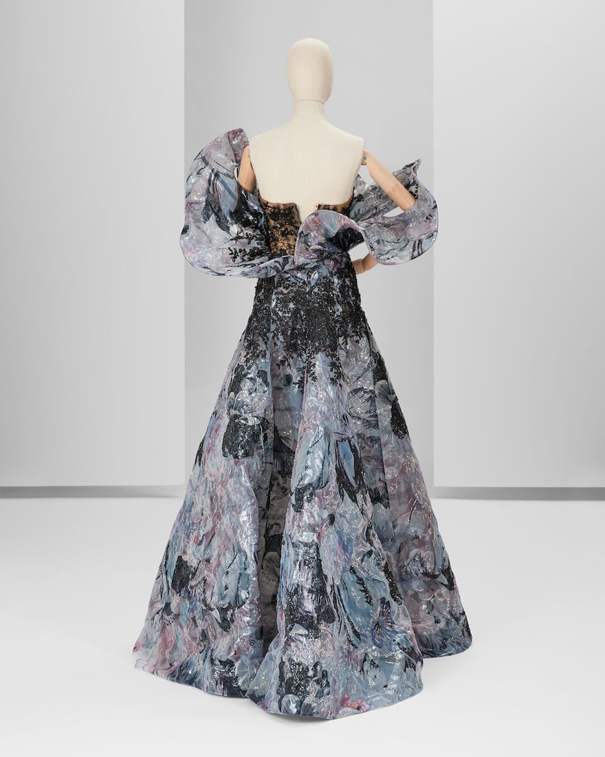 Ralph & Russo Exclusive: a Silk Organza Black and Grey Ballgown c.2018 - 2