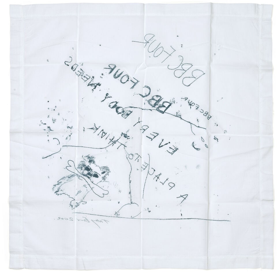 Dame Tracey Emin (British, born 1963) Everybody Needs A Place to Think Screenprinted handkerchie... - 2