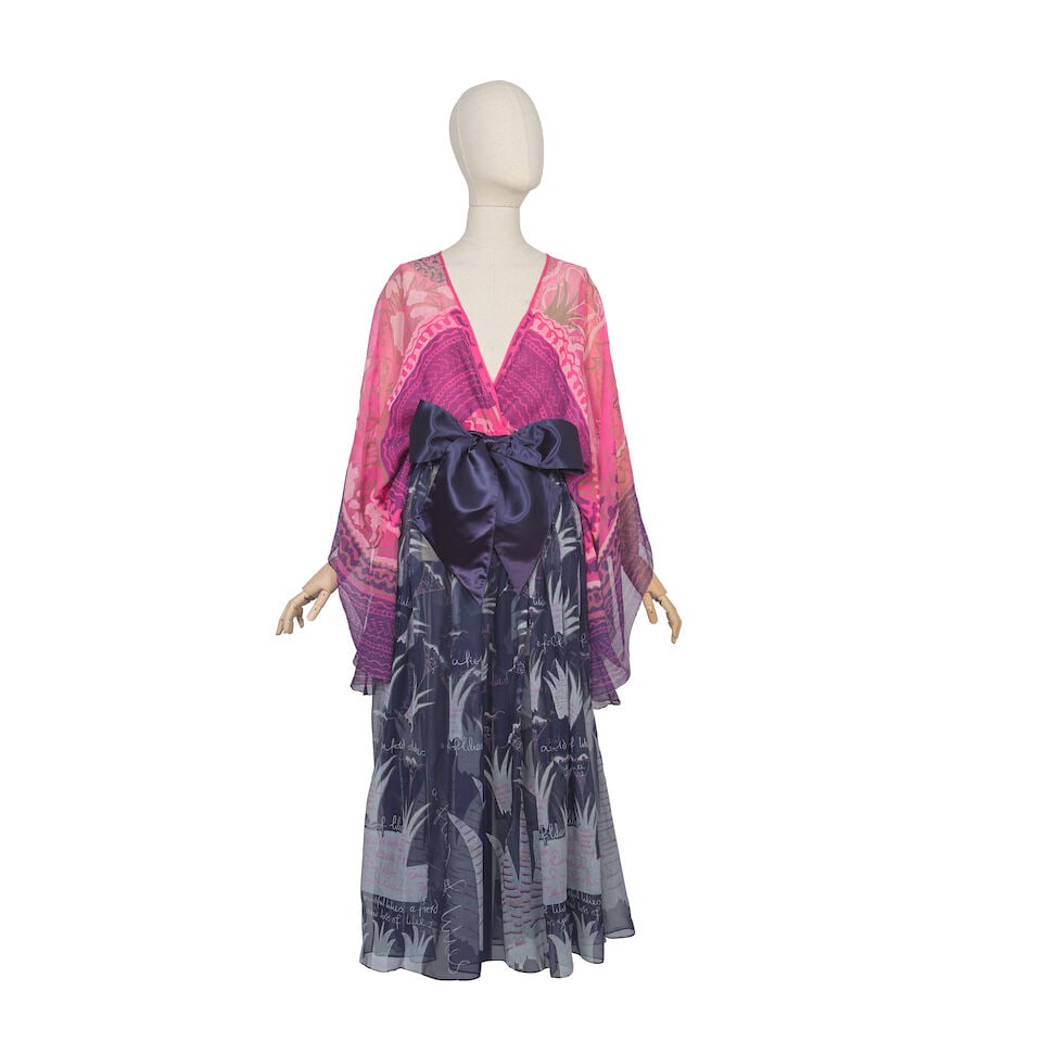 Zandra Rhodes: a 'Reverse Lily' and 'Field of Lilies' Kaftan-Style Chiffon Gown The Lily Collect... (1 of 2)