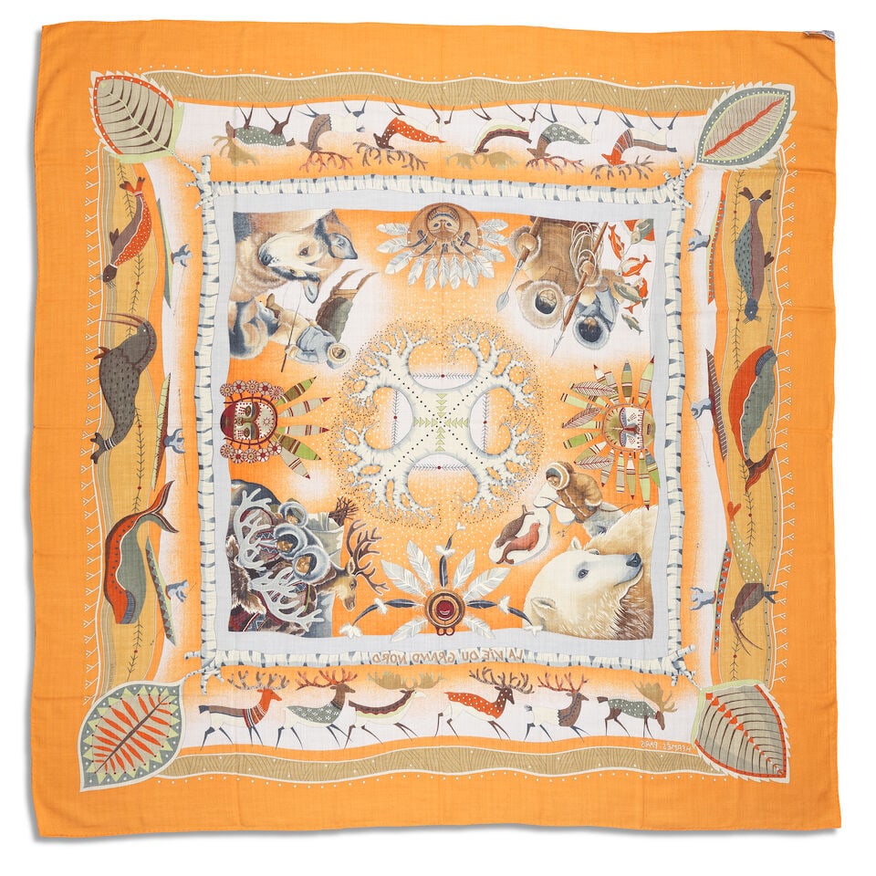 Hermès: 'La Vie Du Grand Nord' Cashmere and Silk Shawl - 2