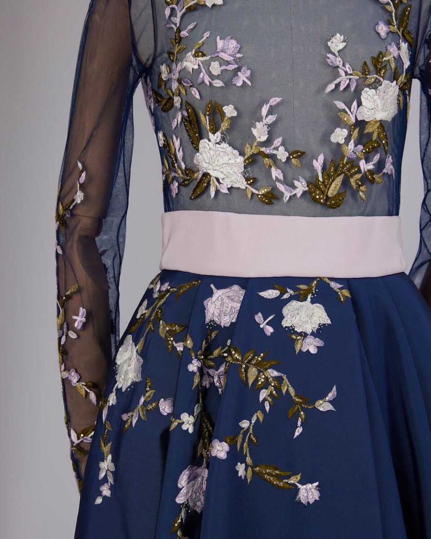 Ralph & Russo Haute Couture: a Navy Silk Faille Skirt and Sheer Body Autumn/Winter 2016, Runway ... - 3