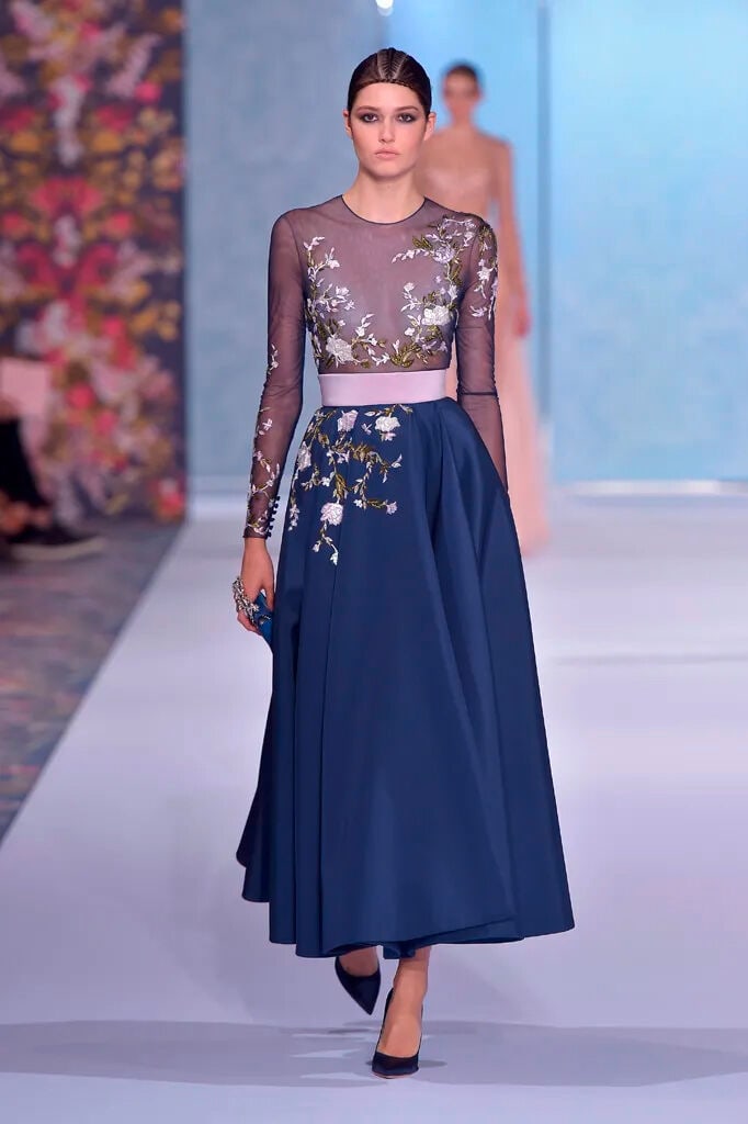 Ralph & Russo Haute Couture: a Navy Silk Faille Skirt and Sheer Body Autumn/Winter 2016, Runway ... - 5