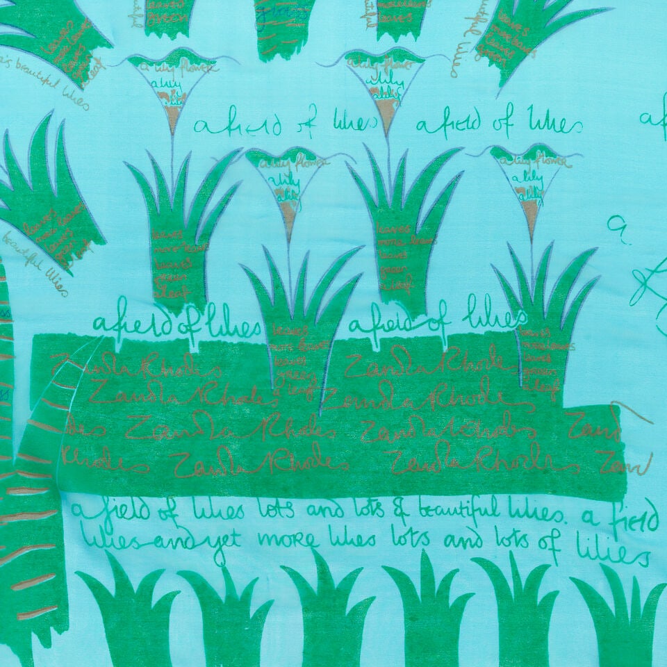 Zandra Rhodes: a 'Field of Lilies' Silk Chiffon Panel 1973 - 2