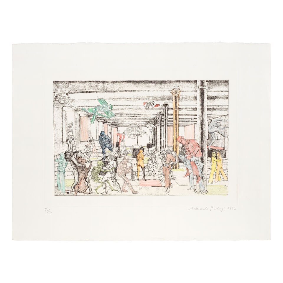 Sir Eduardo Paolozzi (1924-2005) Les Chants de Maldoror, Ducasse, from Six Artist's Portfolio Et...: Sir Eduardo Paolozzi (1924-2005) Les Chants de Maldoror, Ducasse, from Six Artist's Portfolio Etching with hand-colouring, 1992, on wove paper, signed, dated and numbered VI/X in pencil, an artist's p