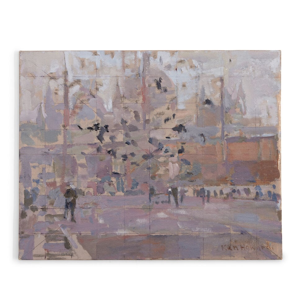 Ken Howard R.A. (British, 1932-2022) Study of Basilica di San Marco, Venice: Ken Howard R.A. (British, 1932-2022) Study of Basilica di San Marco, Venice signed 'Ken Howard' (lower right) oil and pencil on board 20.5 x 25.5cm (8 1/16 x 10 1/16in). This lot is subject to the fol