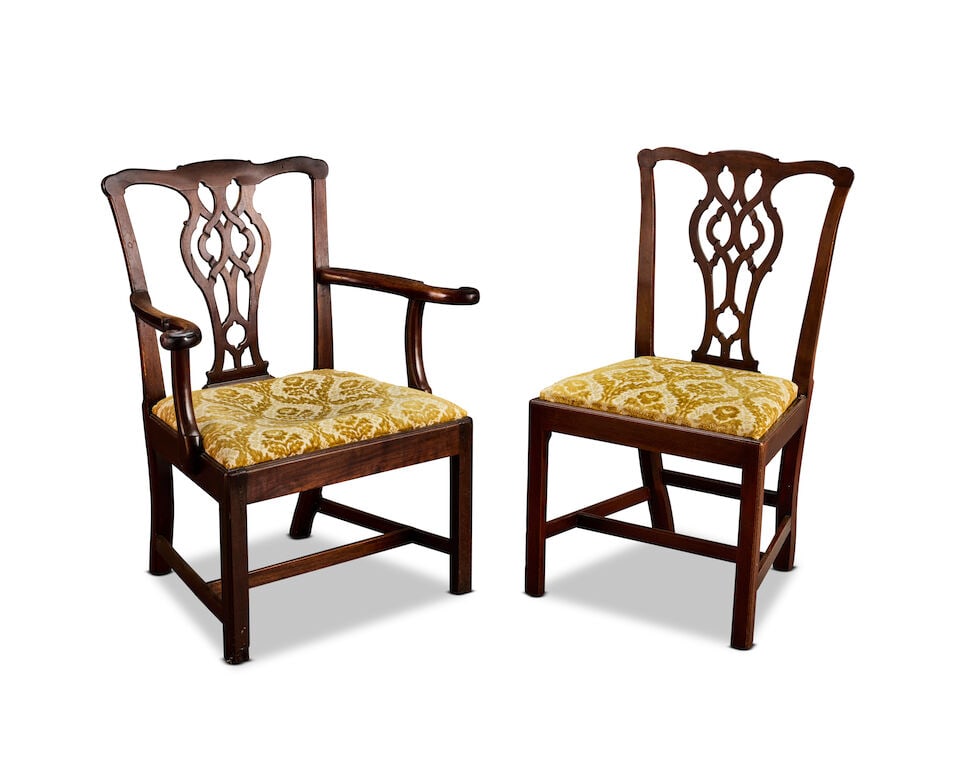 A matched set of fourteen mahogany dining chairs in the George III style All chairs late Victori... (1 of 3)