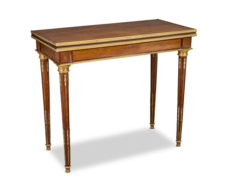 A French late 19th century ormolu mounted lace wood and amaranth card table or table a jeu by Pa... (1 of 3)