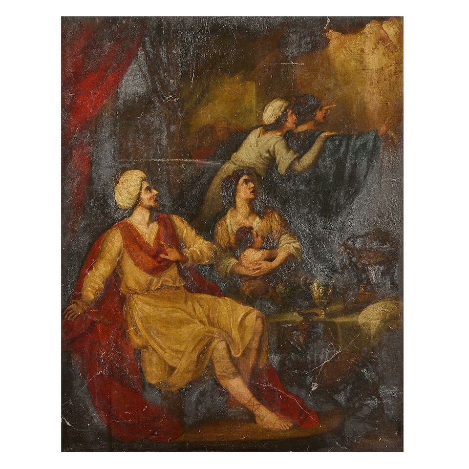 Manner of Sir Joshua Reynolds P.R.A., 19th Century Belshazzar's Feast: Manner of Sir Joshua Reynolds P.R.A., 19th Century Belshazzar's Feast oil on canvas 126 x 100 cm (49 5/8 x 39 3/8in). For further information on this lot please visit Bonhams.com For further informat