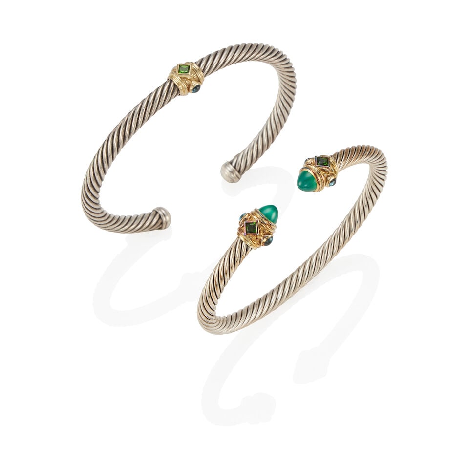 DAVID YURMAN: STERLING SILVER, 14K GOLD AND GEM-SET CUFF BRACELETS (1 of 2)