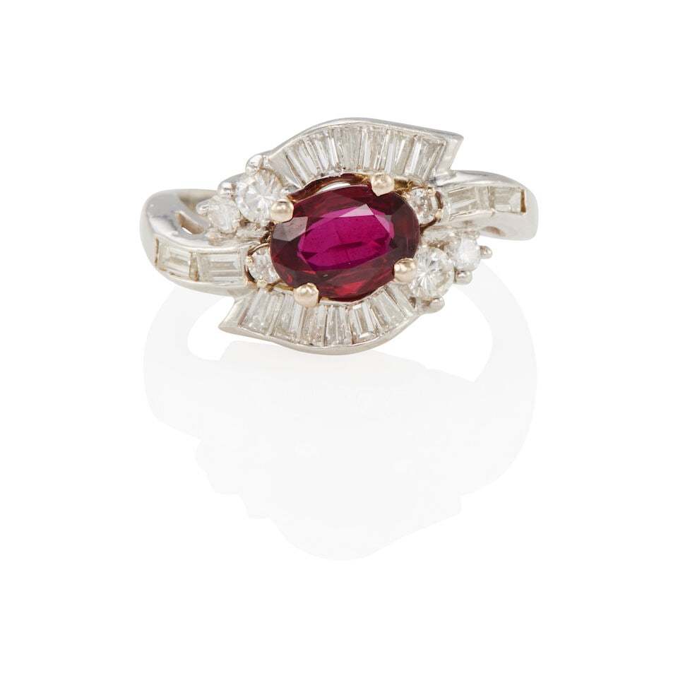 PLATINUM, DIAMOND AND RUBY RING (1 of 2)