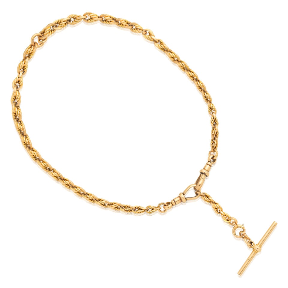 GOLD FANCY-LINK CHAIN WITH PENDANT, (1 of 2)