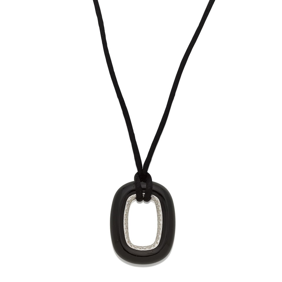 TIFFANY: ENAMEL AND DIAMOND PENDANT/NECKLACE, (1 of 2)