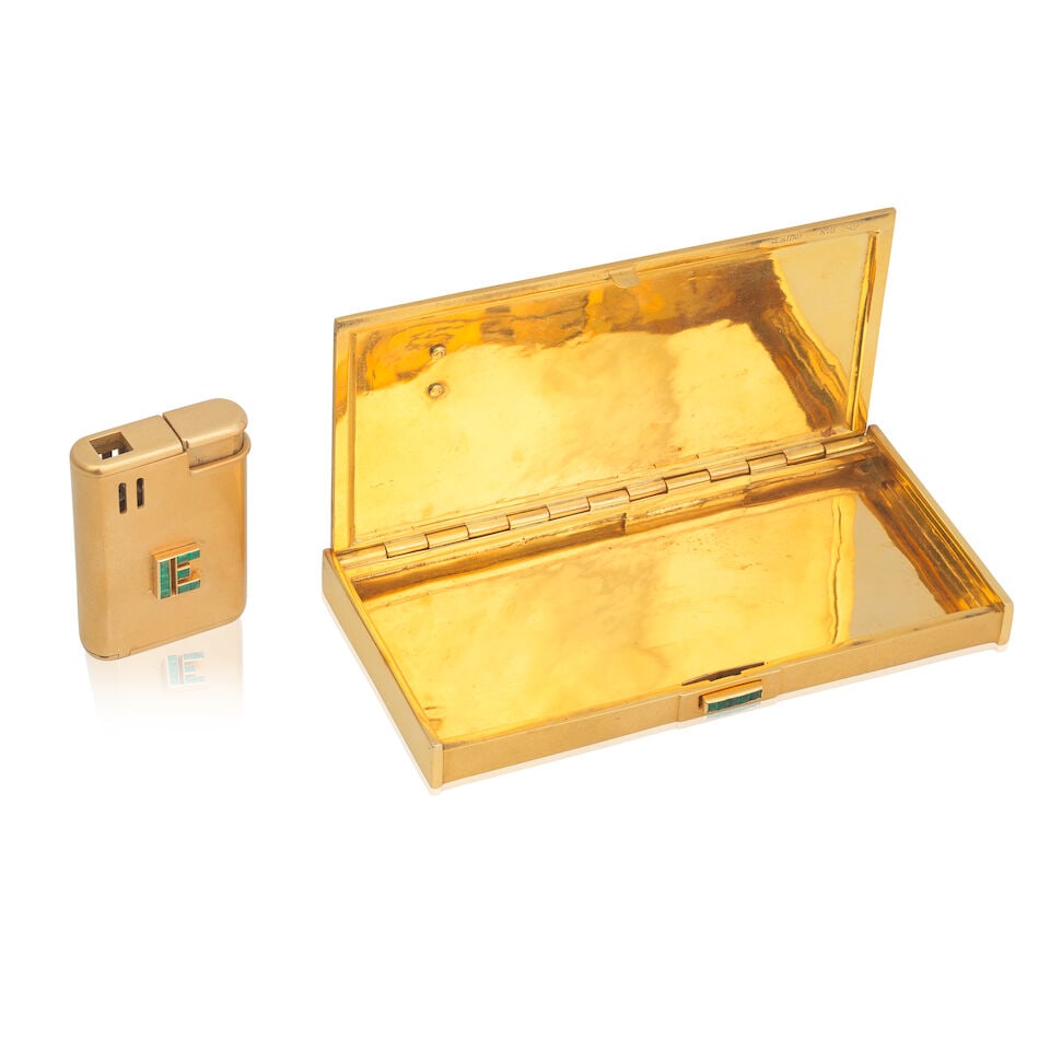 EMERALD-SET CIGARETTE CASE AND LIGHTER - 2
