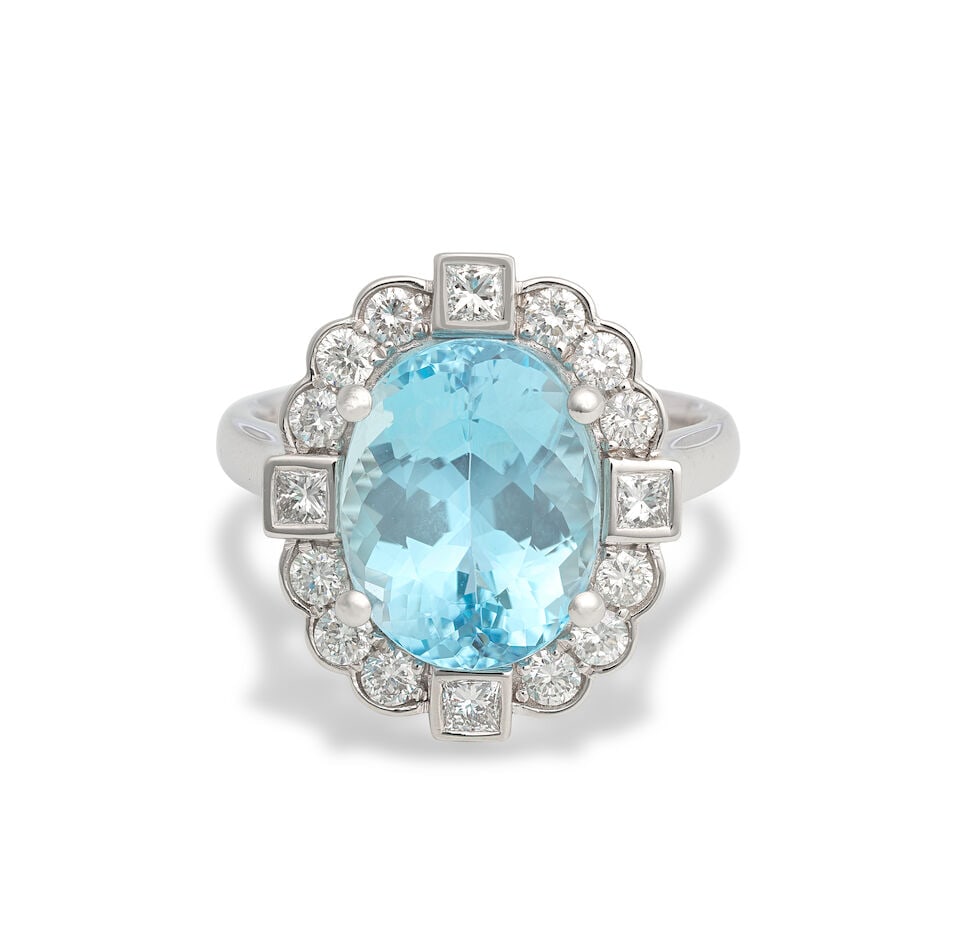 AQUAMARINE AND DIAMOND RING (1 of 3)