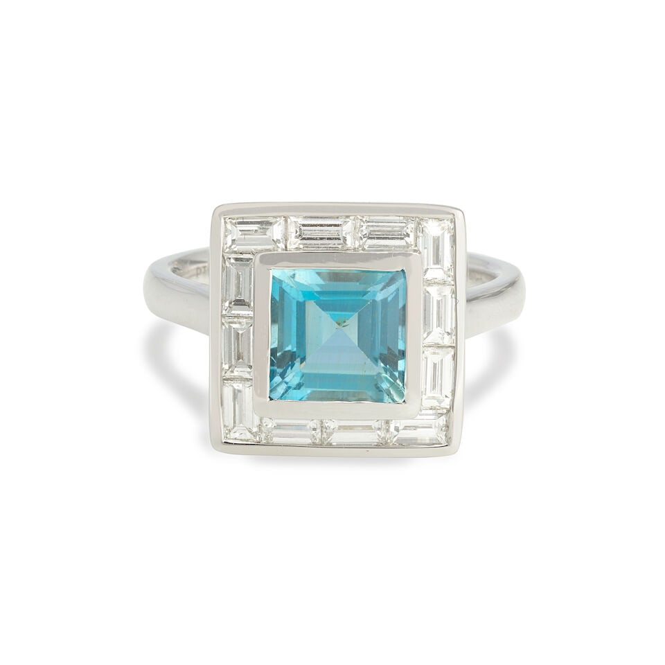AQUAMARINE AND DIAMOND RING (1 of 3)