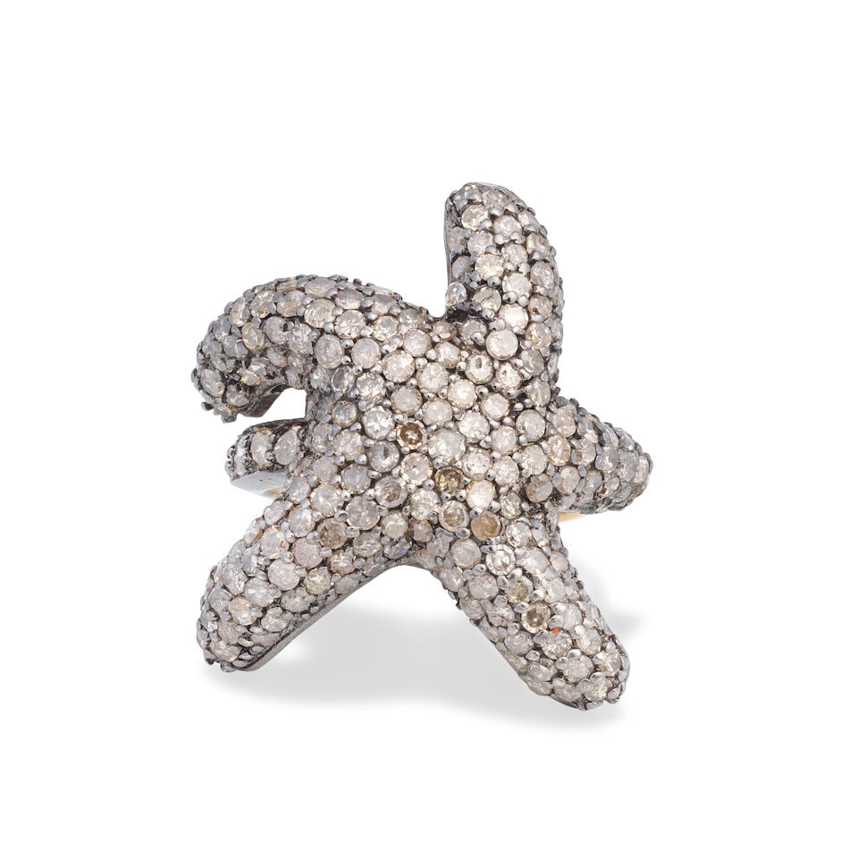 COLOURED DIAMOND STARFISH RING (1 of 3)