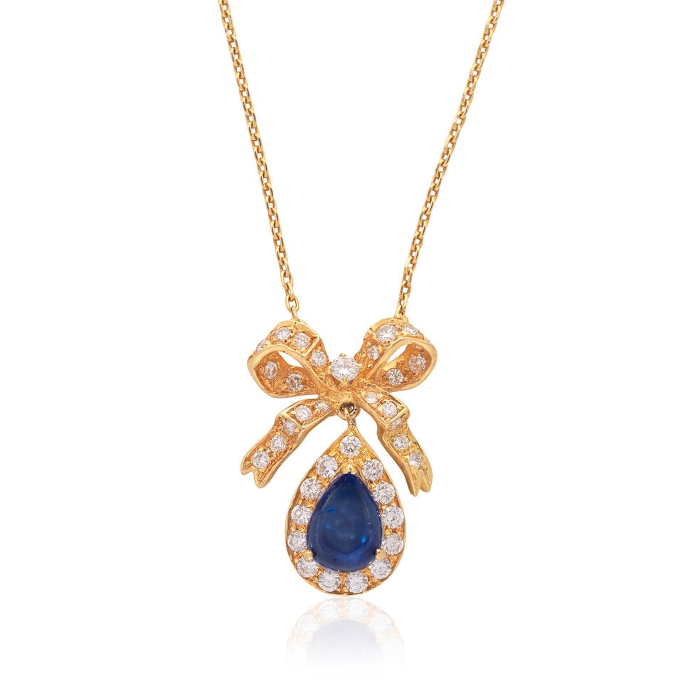 SAPPHIRE AND DIAMOND PENDANT NECKLACE (1 of 2)