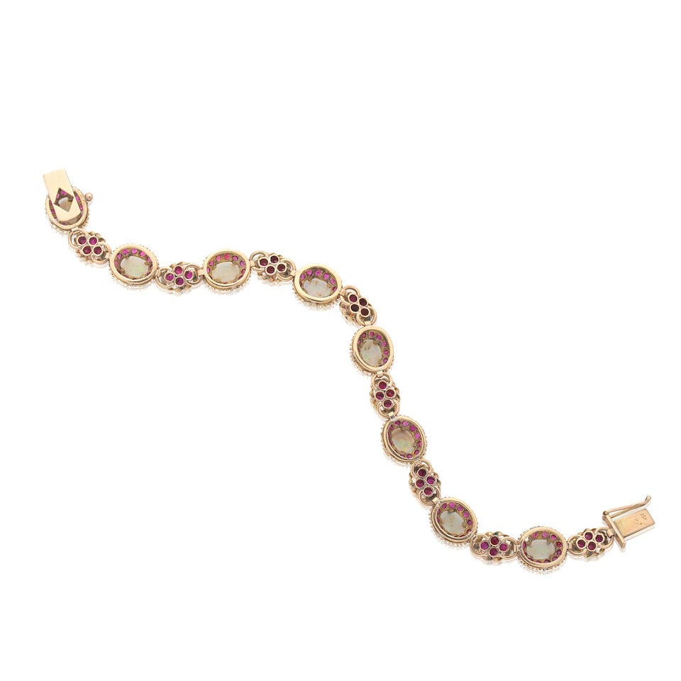 OPAL AND RUBY CLUSTER BRACELET - 2
