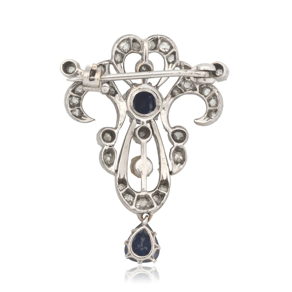 SAPPHIRE, DIAMOND AND PEARL BROOCH, EARLY 20TH CENTURY - 2