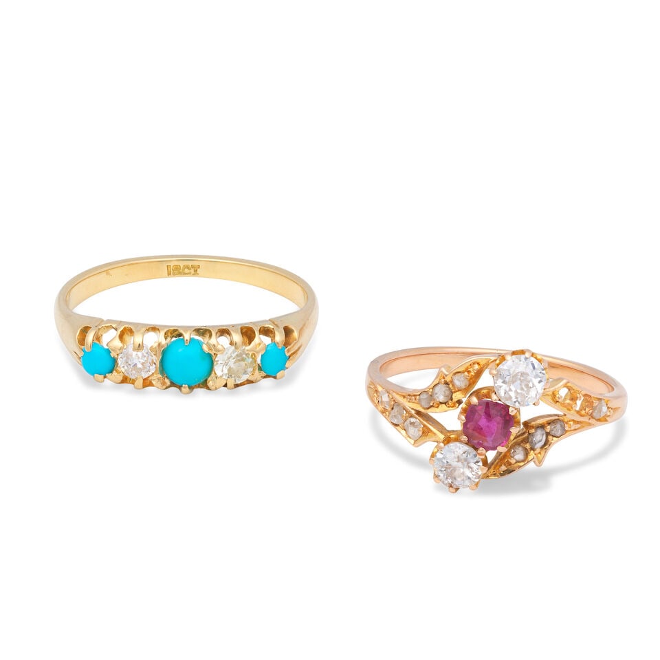 TWO GEM-SET RINGS (2) (1 of 3)