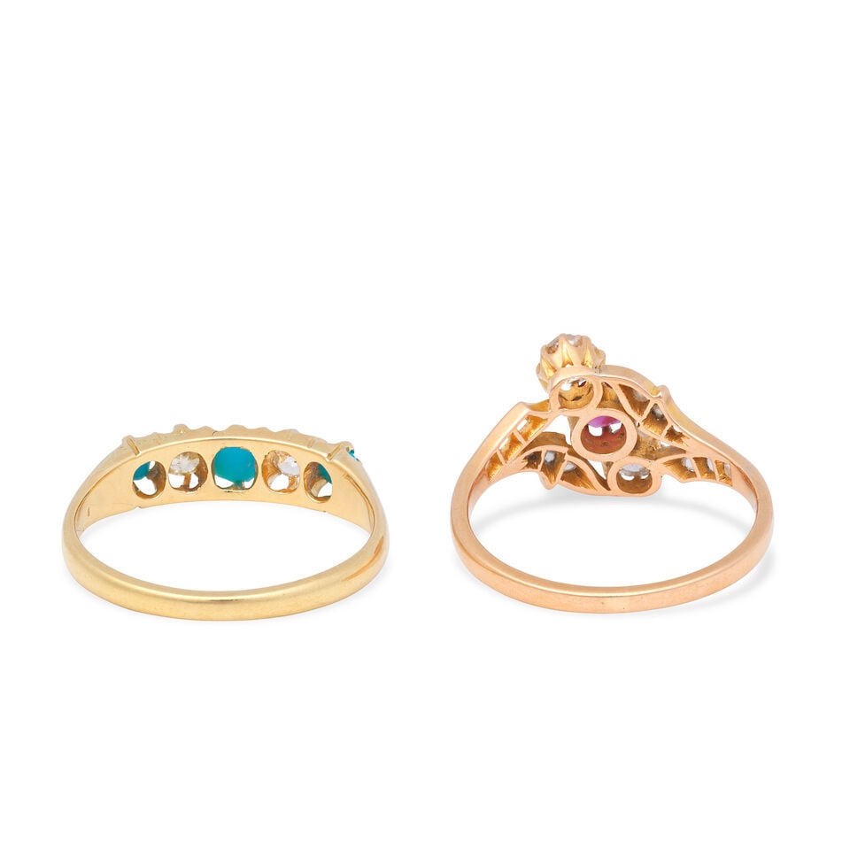TWO GEM-SET RINGS (2) - 2