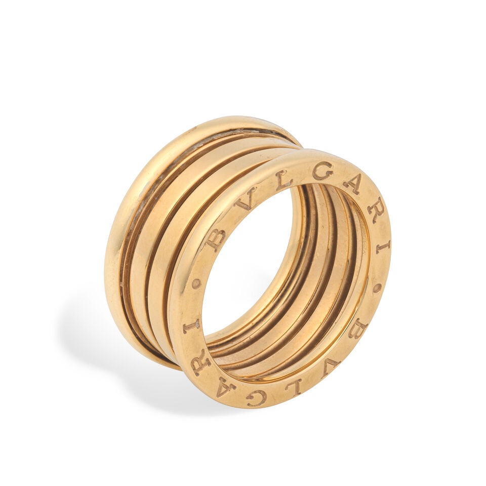 BULGARI: 'B.ZERO1' RING: BULGARI: 'B.ZERO1' RING Signed Bvlgari Ring size approx. O (leading edge) Weight approx. 11.0g Maker's pouch Footnotes: OVERALL CONDITION Light surface wear to unhallmarked metal, ring is lightly