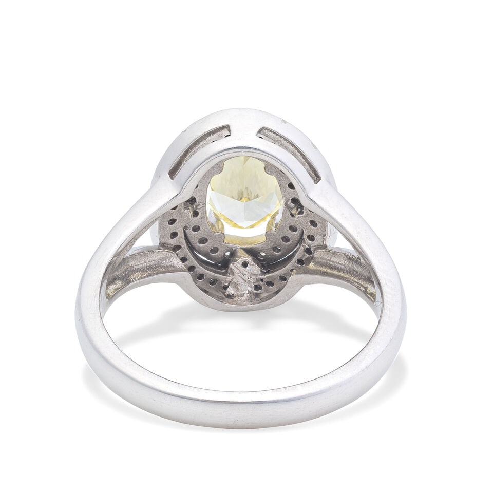 FANCY INTENSE YELLOW DIAMOND AND DIAMOND RING - 3