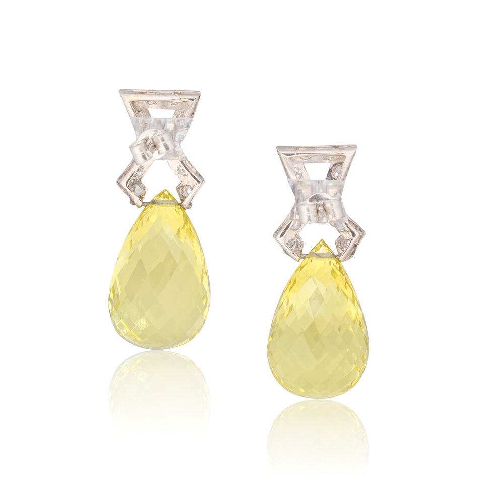 QUARTZ AND DIAMOND EARRINGS - 2
