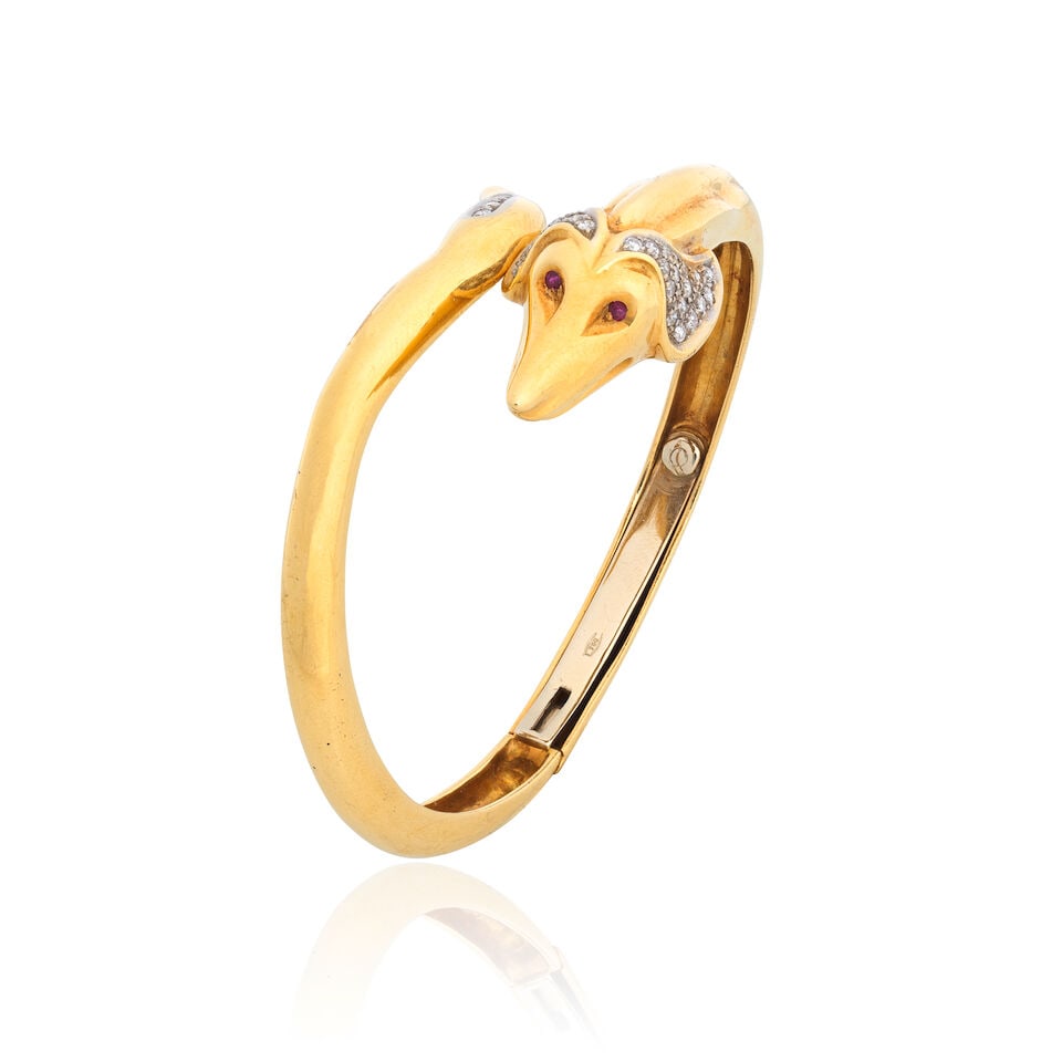 DIAMOND-SET DOG BANGLE - 2