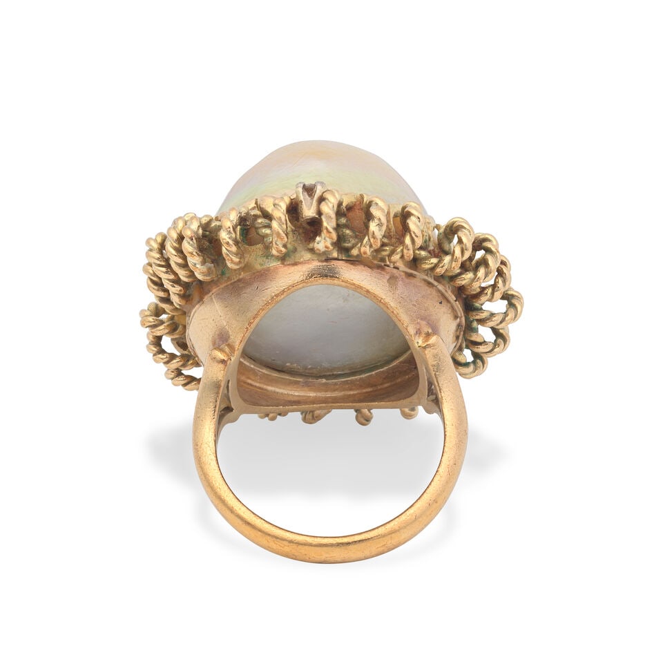 MABÉ PEARL AND DIAMOND RING - 2