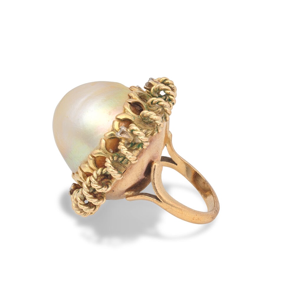 MABÉ PEARL AND DIAMOND RING - 3