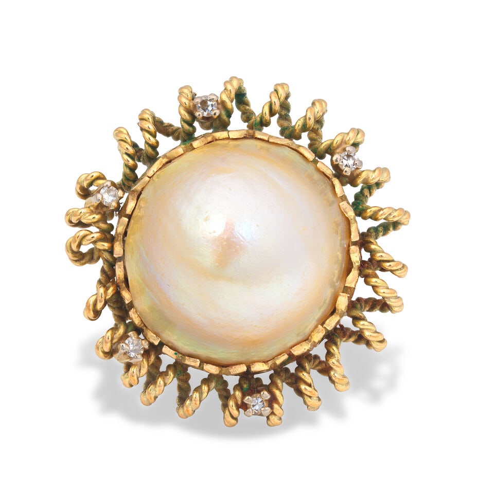 MABÉ PEARL AND DIAMOND RING - 4
