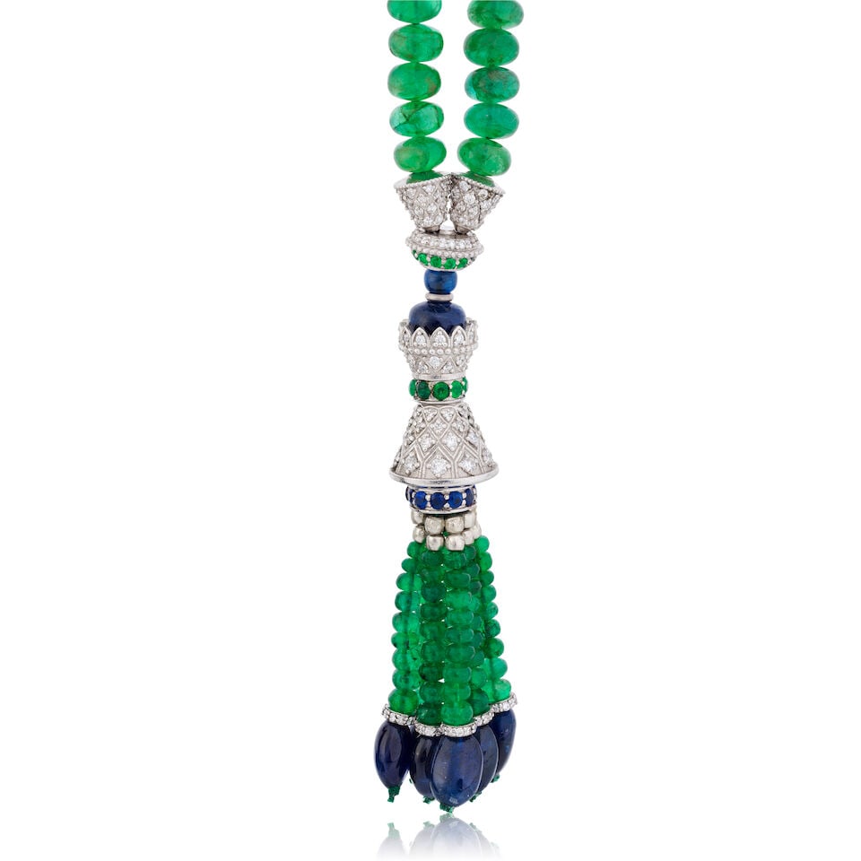 EMERALD, SAPPHIRE AND DIAMOND PRAYER BEADS (TASBIH) - 2